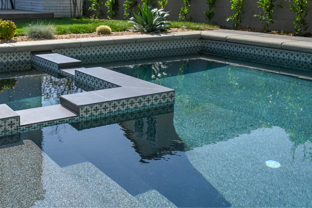 Micro pebble pool surfacing and spa tiles